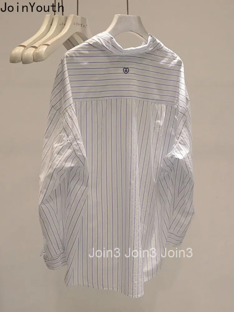 2025 Camisas De Mujer Striped Fashion Blouse for Women Long Sleeve Casual Oversized Tops Embroidery Vintage Shirts Blouses 7o306