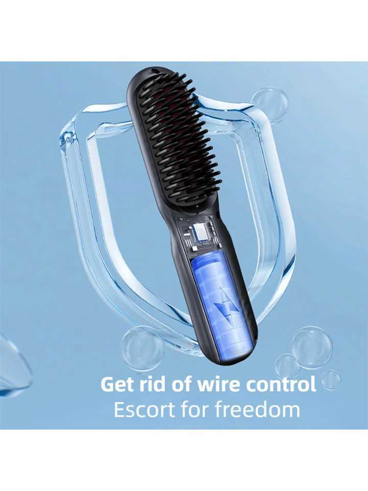 Ionic Hair Straightener Brush With Negative Ions 30-Second Quick Heat USB Rechargeable Cordless Suitable For Dry HairXJ250621
