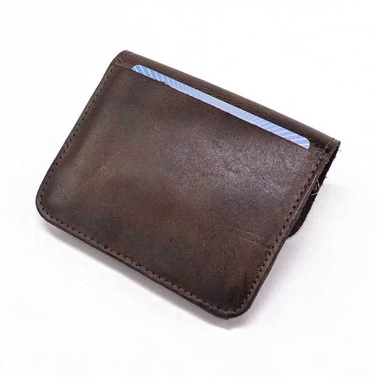 Genuine Leather Wallet For Men Women Vintage Handmade Short Small Mens Purse Card Holder With Zipper Coin Pocket Money Bag Z250621