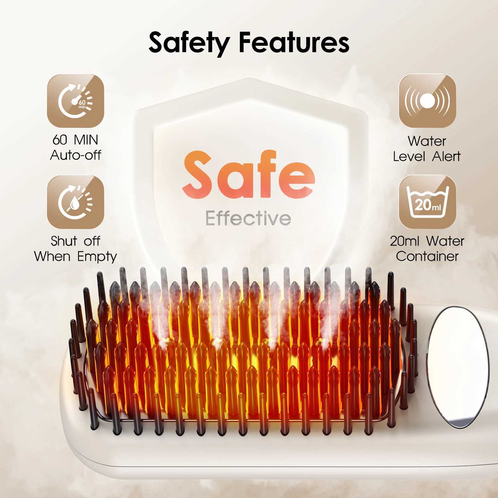 Hair Straightener Brush Steam Straightening Negative Ion Hair Curler Fast Heating Anti-Scald Styling Comb LCD DisplayXJ250621
