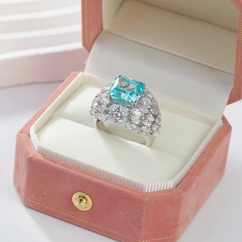 ious High Carbon Diamond with Full Zircon Rings 925 Sterling Silver Blue/Pink/Yellow Gems for Women Gifts Fine Jewelry 250617