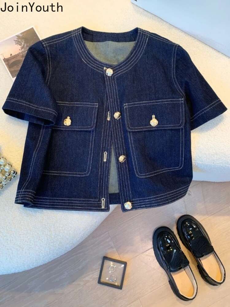 Streetwear Denim Jackets for Women Short Sleeve Summer Jean Jacket Outwear 2025 Ropa Mujer Fashion Vintage Coat Cropped Tops