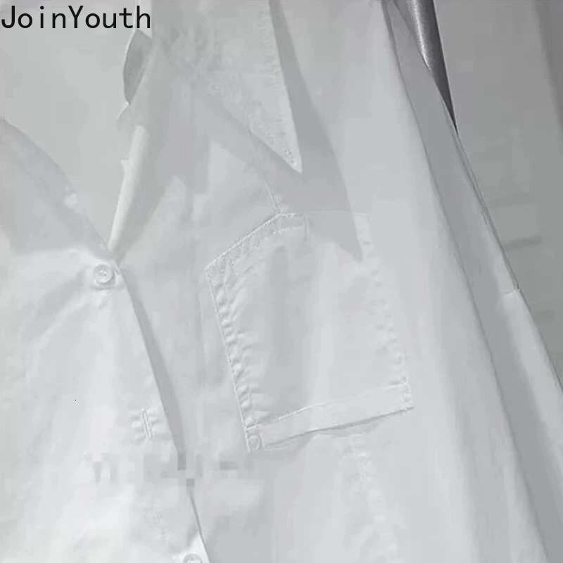 Camisas De Mujer White Blouses for Women Oversized Tops Streetwear Korean Fashion Casual Shirts Split Irregular Vintage Blouse