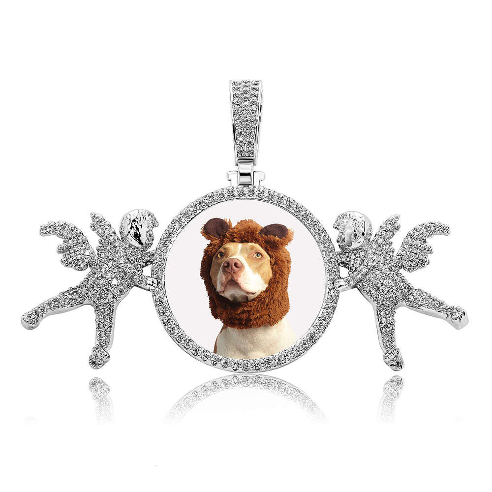 Jin Ao 2023 New Full Dia Angel Photo Frame Pendant DIY Hip-Hop Necklace