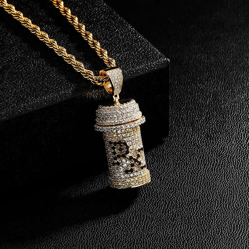 Poison Jar PX Personality Pendant Micro Paved Zircon Unisex Hip Hop Trend Necklace