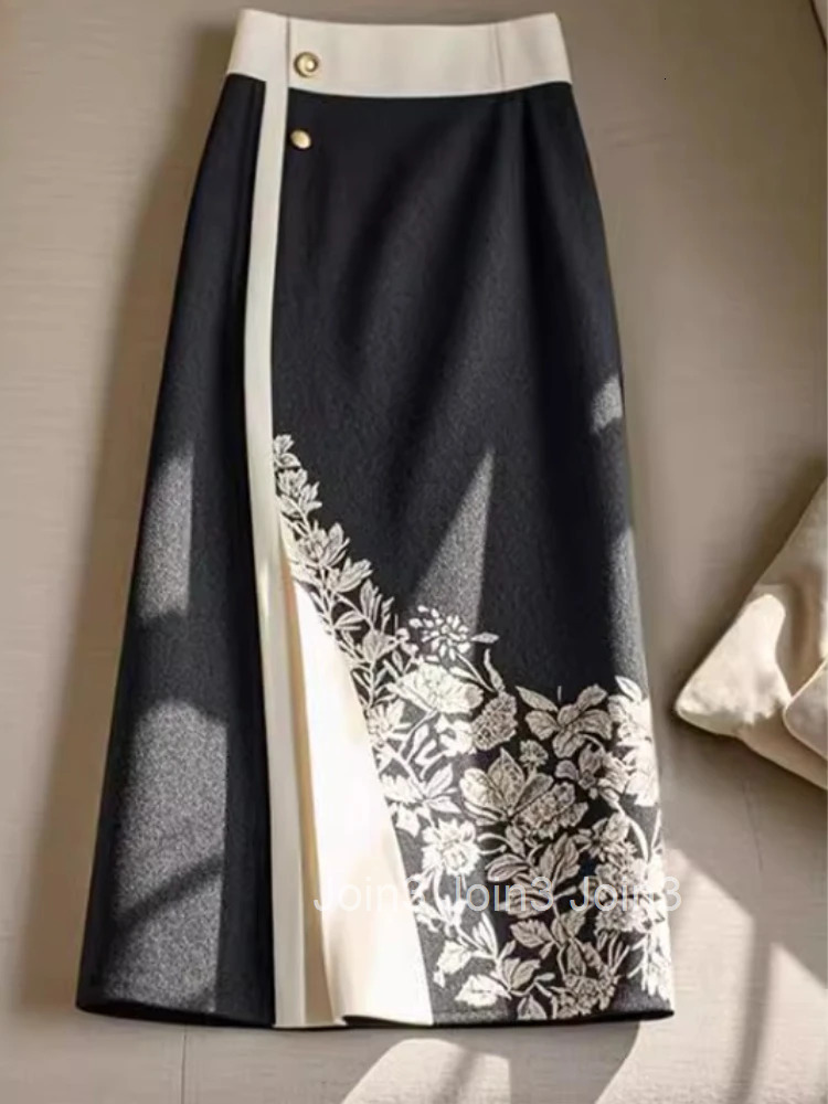 2025 Faldas Mujer De Moda Vintage Skirt Women Clothes High Waist Floral Print Jupe Chinese Style Temperament Saia Bodycon Skirts