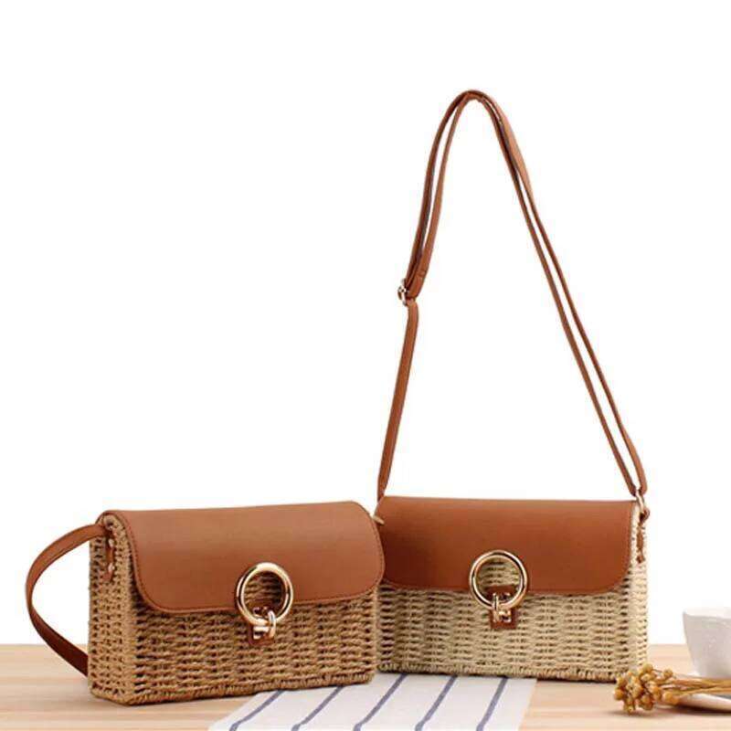 Designer bag New Arrival Summer Vacation Shoulder Girls Casual Leather Handbags for Woman Straw Woven Crossbody Bags