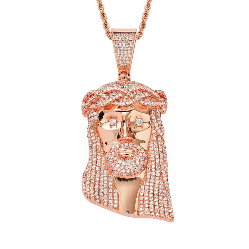 Necklace Men's Head Micro Paved Zircon 92mm High Pendant Exaggerated Hip Hop Jewelry cdb1