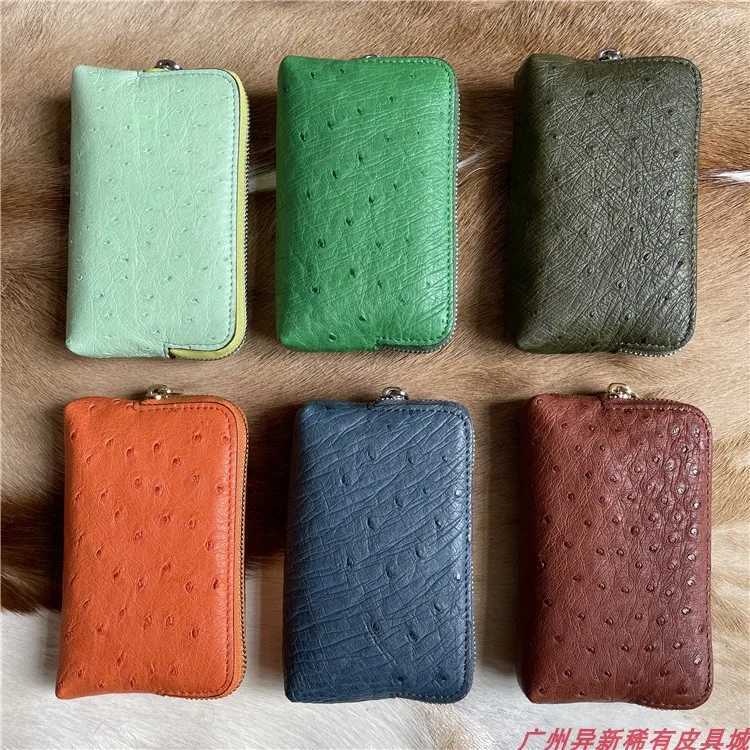 Ostrich Leather Pickup Bag Large Capacity Mens And Womens Coin Purse Genuine Leather Key Bag Fashion Lady Zipper Card Bag 45 Z250621
