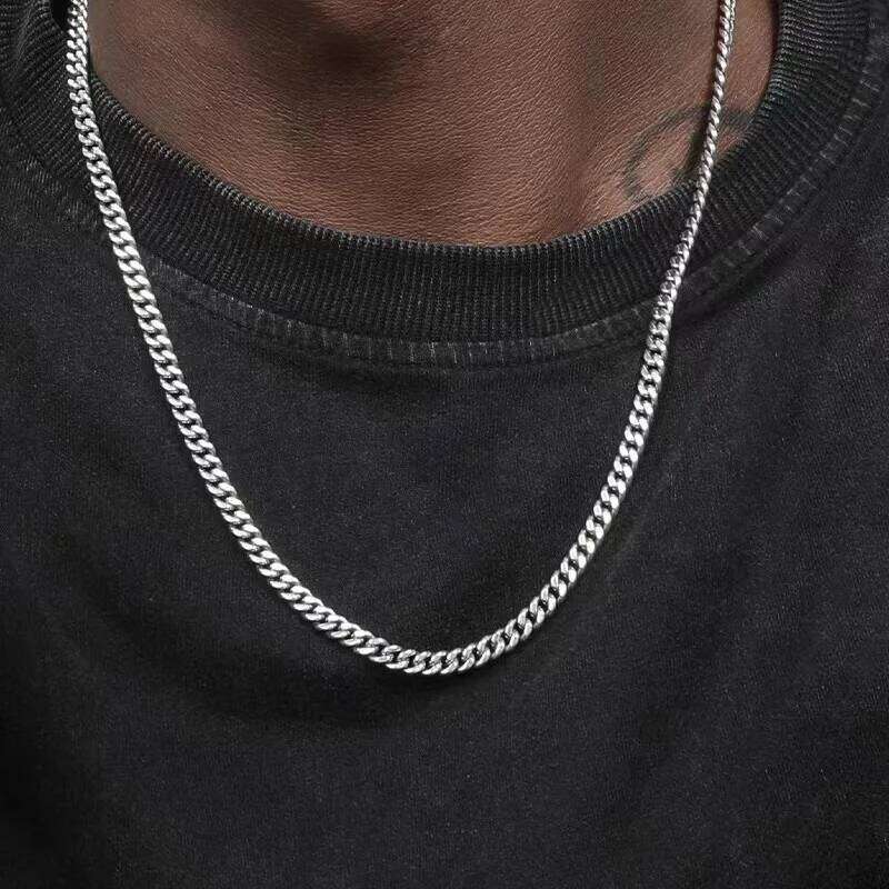 Hip Hop Cuban Rock Stainless Steel Basic Chain Men Simple Necklace For Women Fashion Party Jewelry Good quality