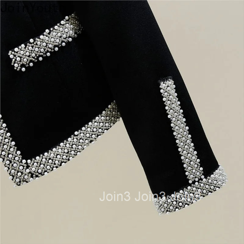 Heavy Beading Coats for Women Tunic Long Sleeve Overcoat 2025 Ropa Mujer Temperament Lady Tops Fashion Korean Vintage Jackets