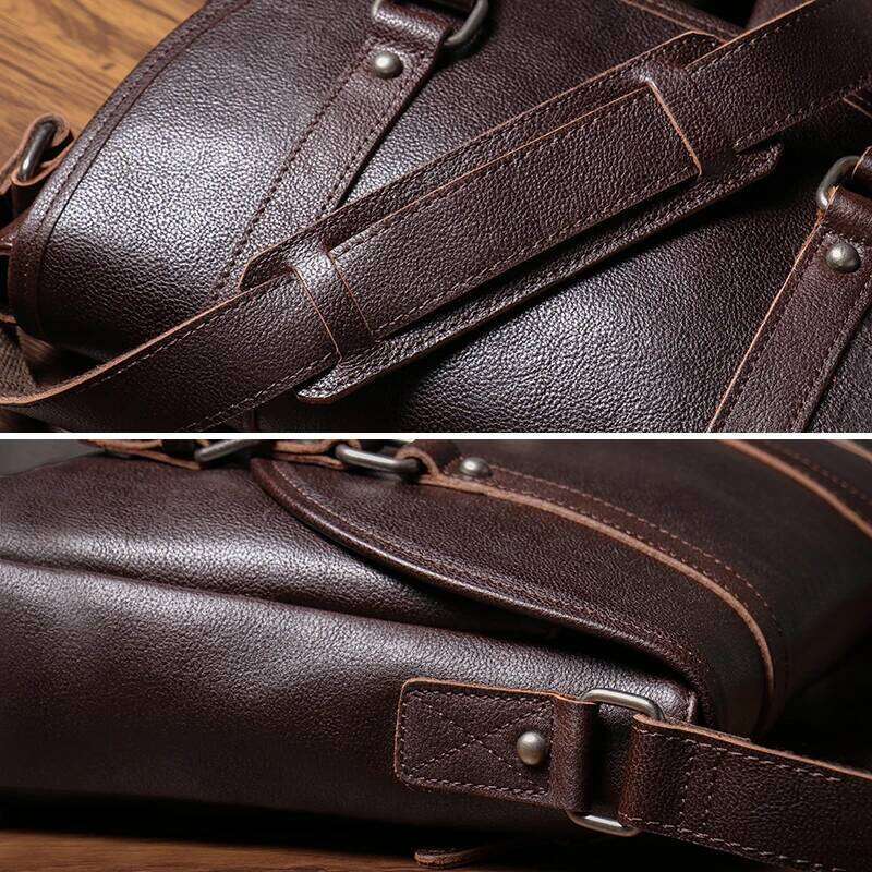NUKA Designer Messenger Men's Genuine Leather Shoulder Retro High Quality Crossbody Bag Office Business Briefcase