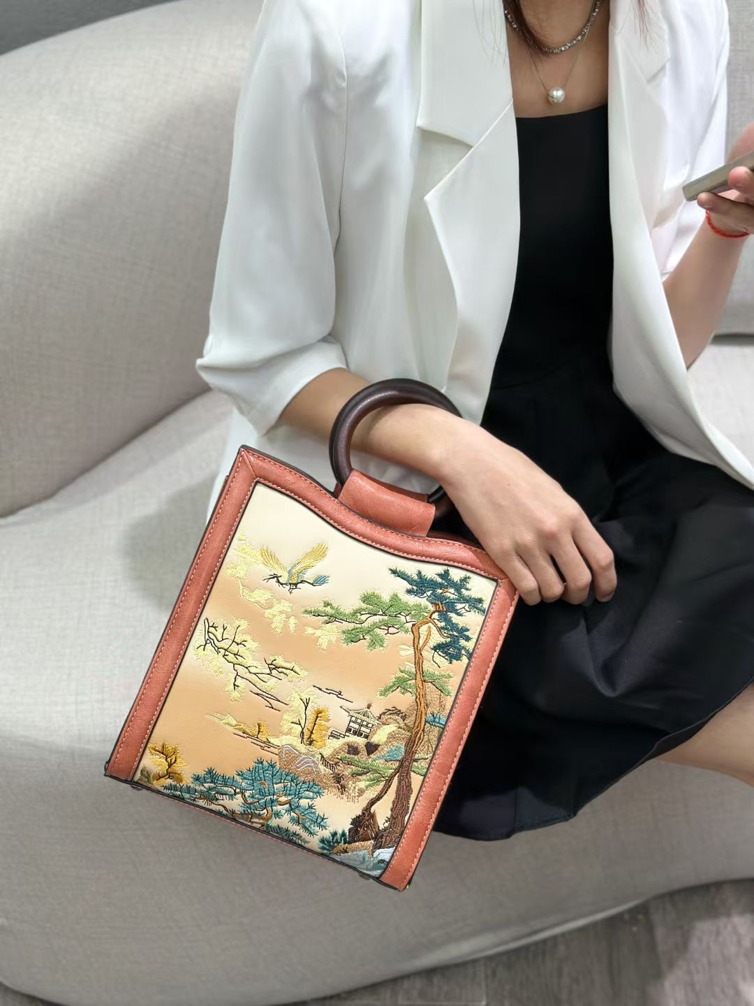 8618-1 Chinese Floral - Embroidered Handbags designer bag Support customization