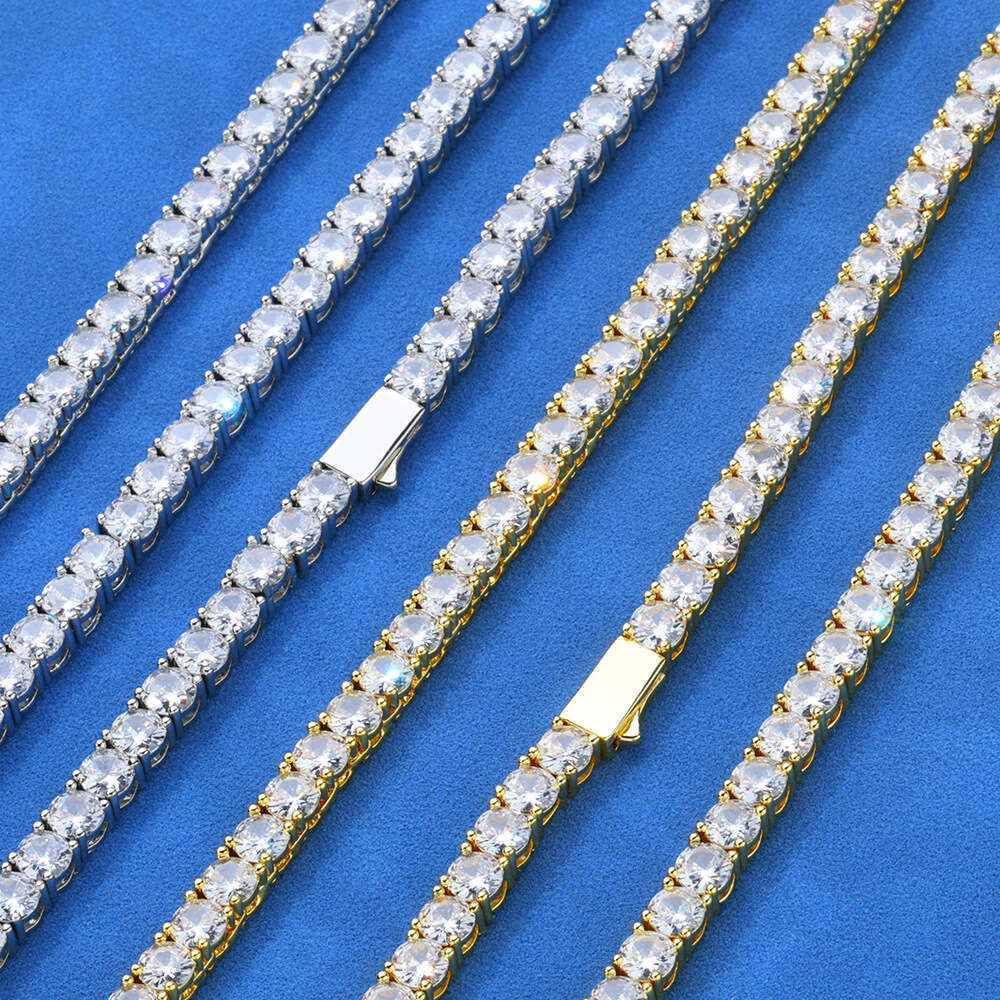 Jewelry Spring Clasp Tennis Chain Hip-Hop Necklace Trendy Brand Single Row Zircon Bracelet Accessories 9806