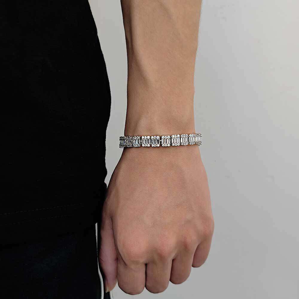 8mm Flip Cover Buckle Mixed Zircon Candy Chain Hip-Hop Trendy Brand Personality Men's Bracelet a446