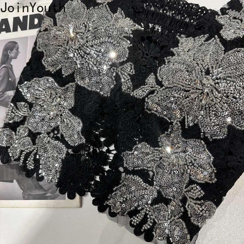 2025 Women Clothes Sexy Vest Heavy Diamond Temperament Tees Fashion Korean Camis Crop Tops Floral Lace Sexy Tanks Ropa Mujer