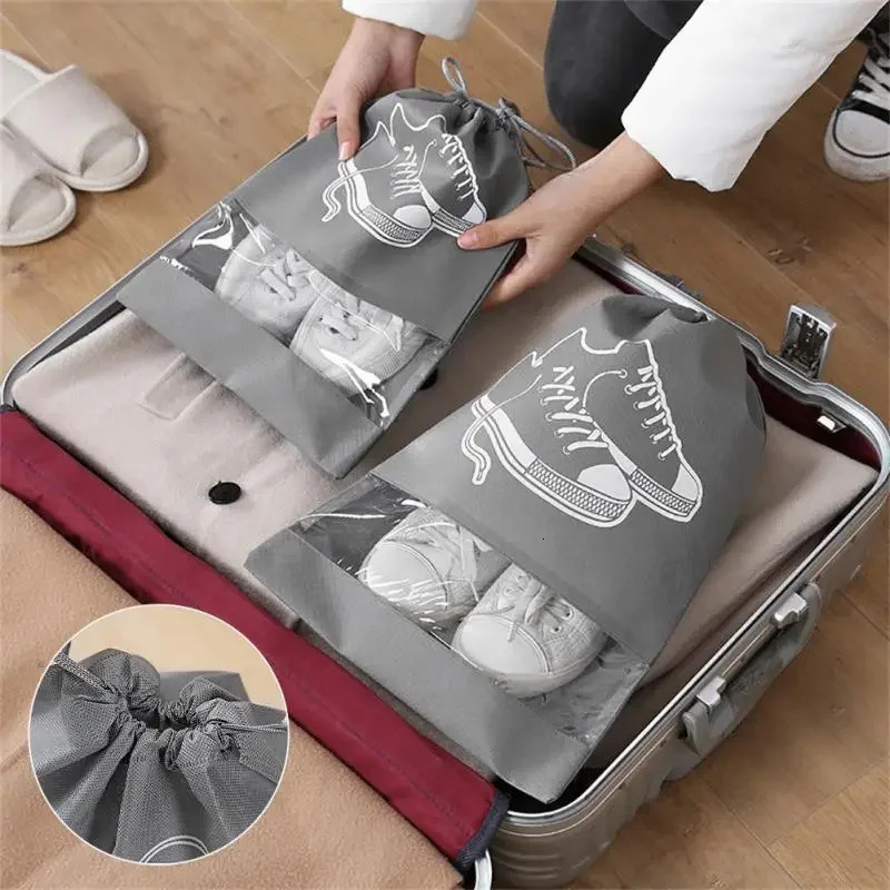 510pcs Shoes Storage Bag Closet Organizer Non Woven Travel Portable Waterproof Pocket Clothing Classified Draw Hanging 250612