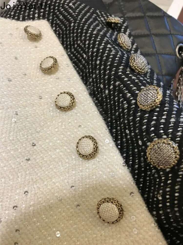 Sleeveless Cardigan Women Temperament Vest Coats Ropa Mujer O-neck Single Breasted Thicked Waistcoat Sequin Tweed Tanks Tops