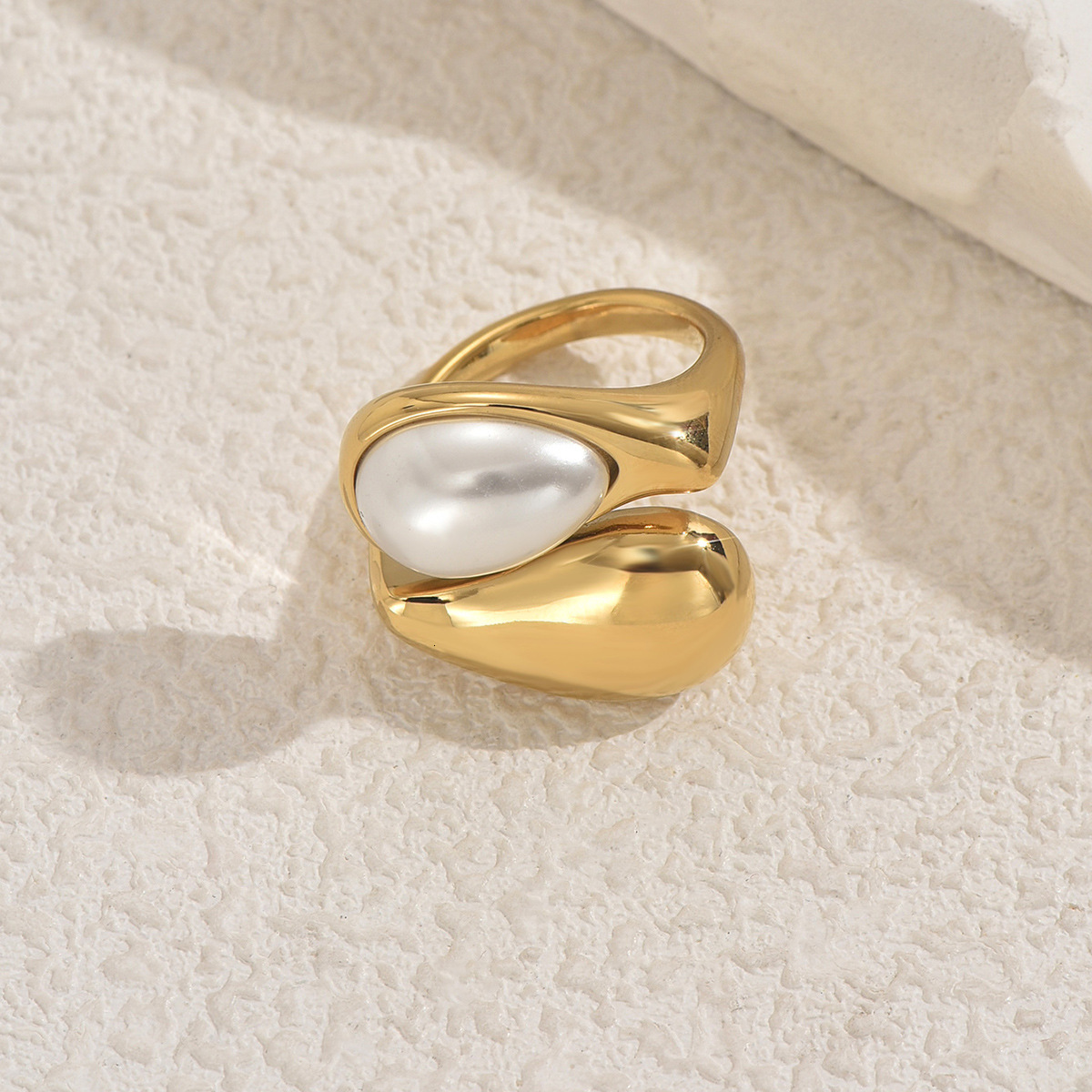 Inlaid Pearl Design Open Versatile High-End Sense Ring