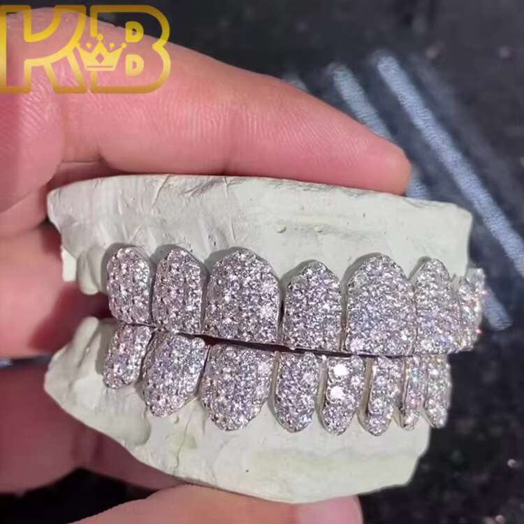 Vvs Diamond Hip Iced Teeth S925 Custom Out for Geometric Hop Hiphop Grill Silver Womens Made Grills Moissanite Grillz