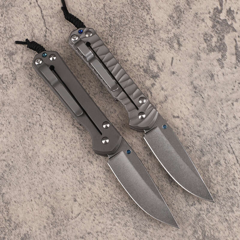 New Style Titanium Alloy Handle Wave Pattern High Hardness 9Cr13Mov Steel Stone Wash Fishing Survival knife EDC Knife