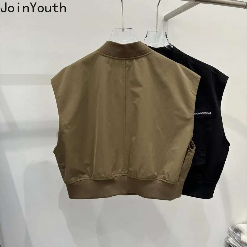 2025 Women Clothing Fashion Vest Patchwork Zipper Sleeveless Waistcoat Korean Casual Tanks Crop Tops Chalecos Para Mujer 27r575