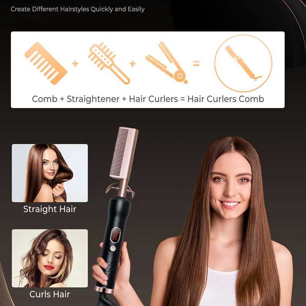 Electric Heating Comb Fast Heating Portable Travel Anti-Scald Beard Straightener Hair Styling Tool 2 in1 Hot CombXJ250621