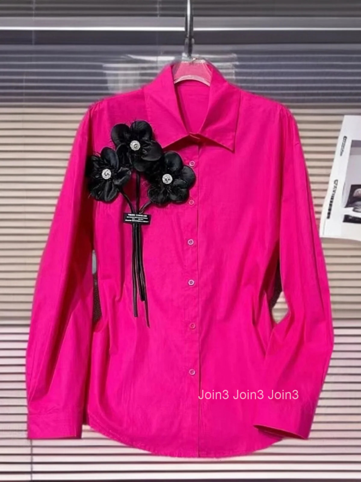 2025 Camisas De Mujer Korean Blouses for Women Long Sleeve 3D Floral Shirts Temperament Lady Tops Slim Fit Vintage White Blouse