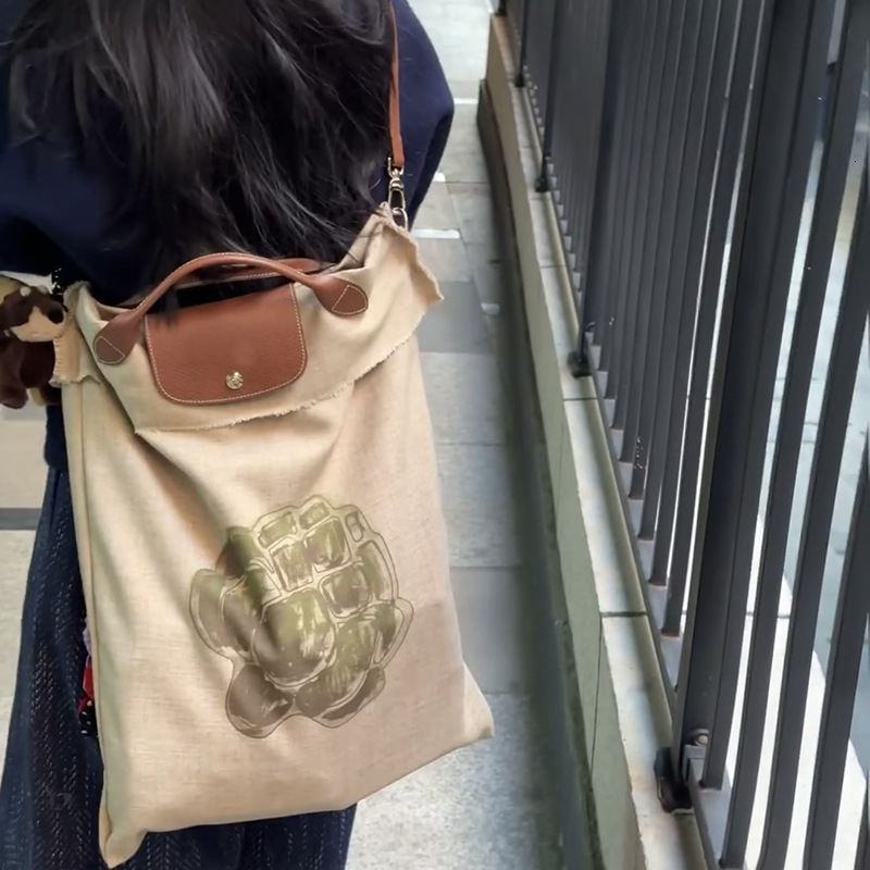 Free shipping designer bag 2025 New Canvas Pleated Shoulder Bag Lazy Style Cotton Linen Soft Crossbody Tote Bag Large Capacity Women Bag