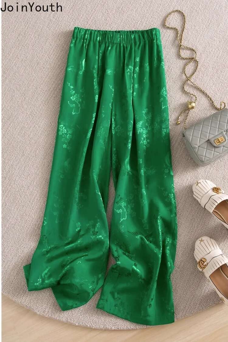 Vintage Wide Leg Pants 2025 Womens Clothing High Waist Straight Trousers Floran Slim Fit Fashion Summer Pantalon Femme 27n339