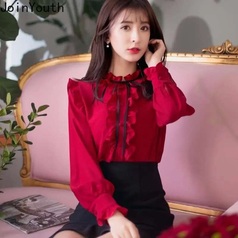 2025 Blusas Mujer De Moda Stand Neck Sleeveless Blouse Women Ruffles Sweet Tunic Tops Chic Vintage Summer Blouses Shirts 27m661