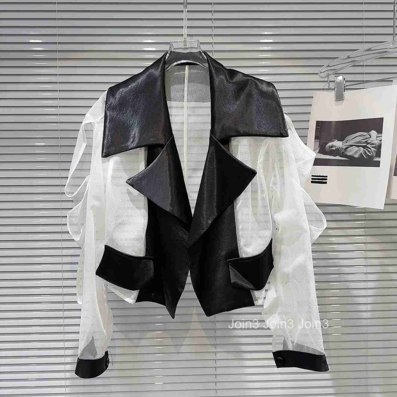 Fashion Coats for Women Y2k Tops Contrast Color Gauze Outwear Casual Gauze See Through Summer Sunscreen Jacket 2025 Ropa Mujer
