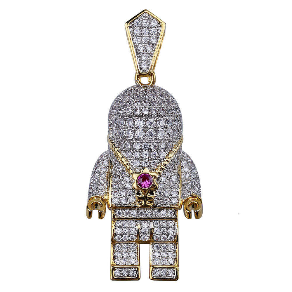 Personality Astronaut Pendant Micro Paved Zircon Hip Hop Men's Trendy Necklace