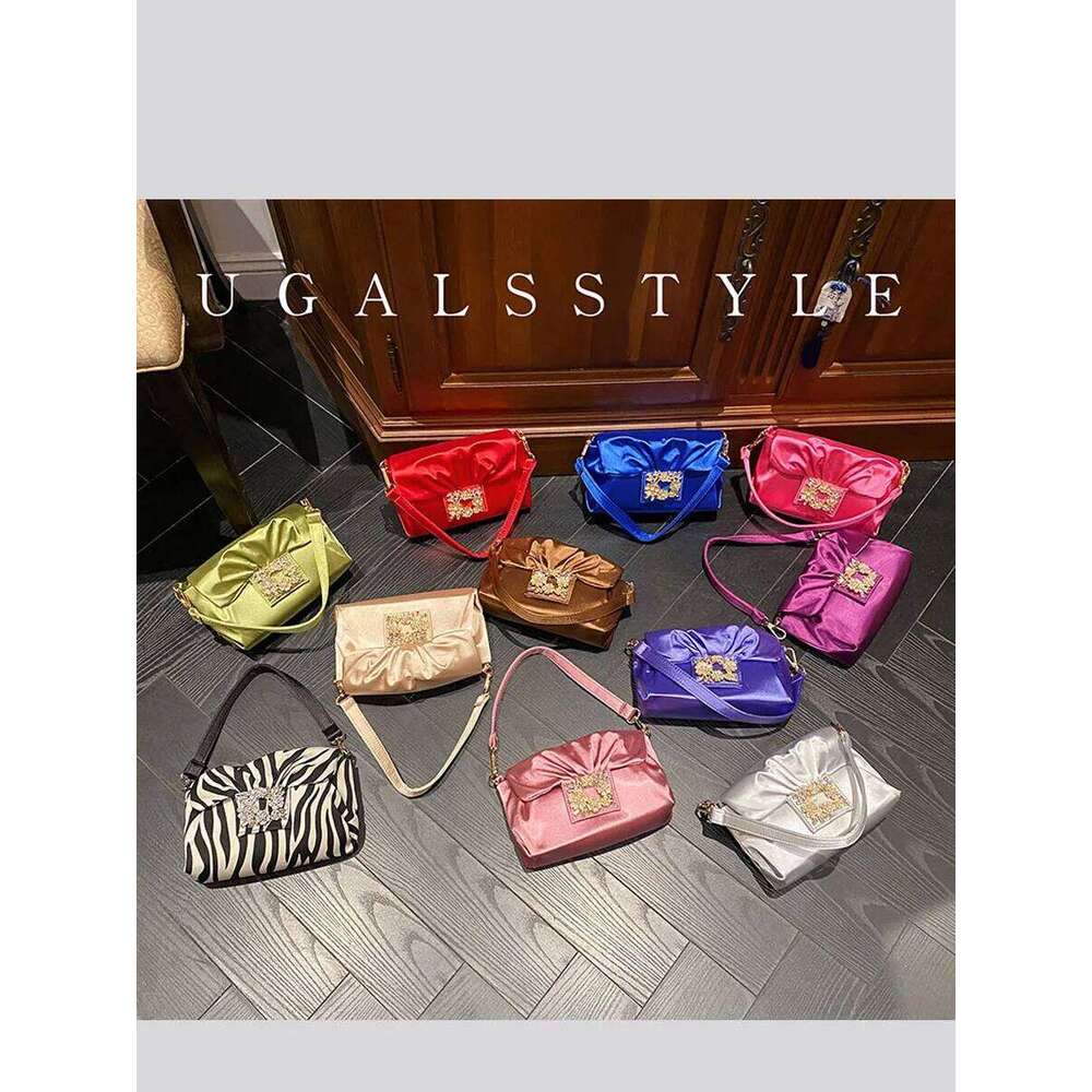Designer Bag Satin Flower Women Handbag Crystal Shiny Rhinestone Evening Dinner Party Clutch Bling Purse Shoulder Bag
