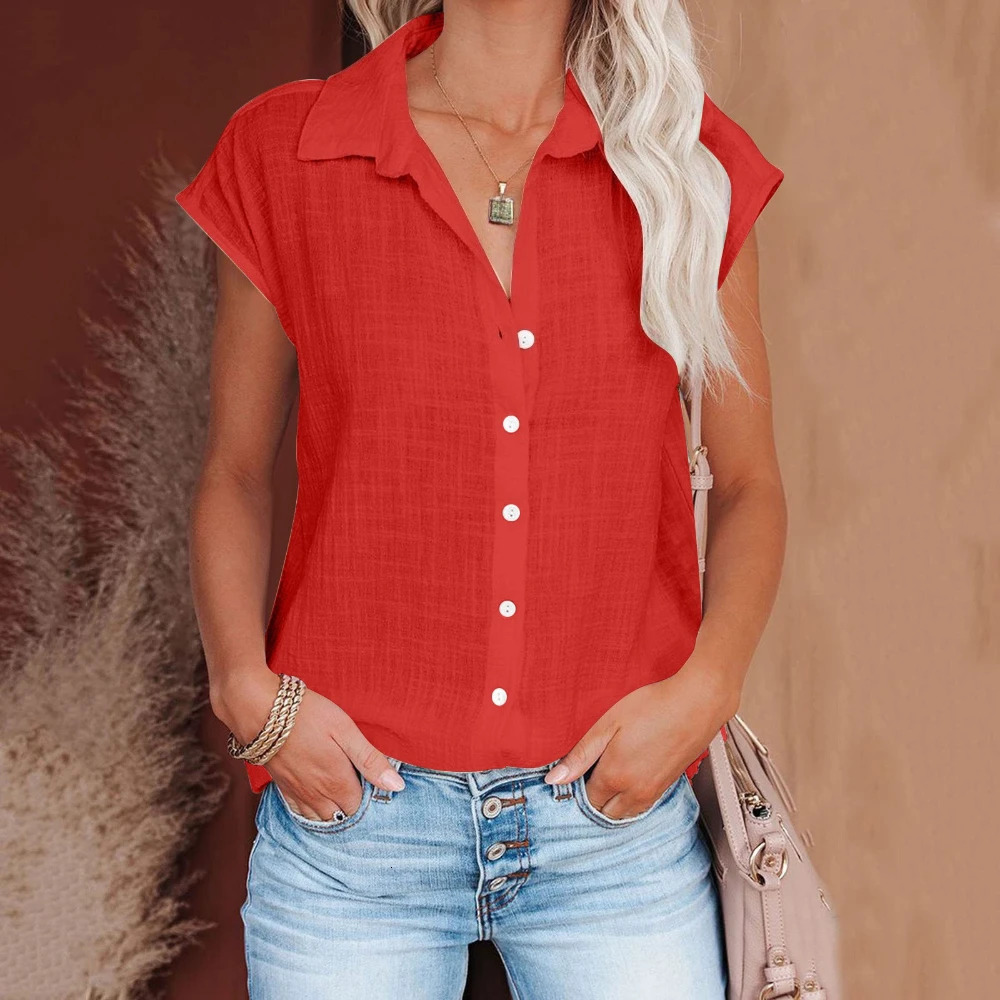 Summer Solid Cotton Linen Shirt Womens Clothing Casual Short Sleeve Tops Tee Ladies T-Shirts Blusas Thin Loose T Shirt Woman 250619