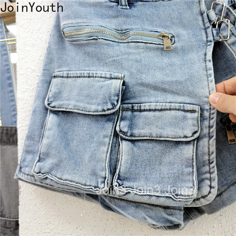 Women Y2k Denim Skirt 2025 Faldas Mujer De Moda Streetwear Fashion Jupe Casual Summer Saia Casual Pocket Irregular Mini Skirts