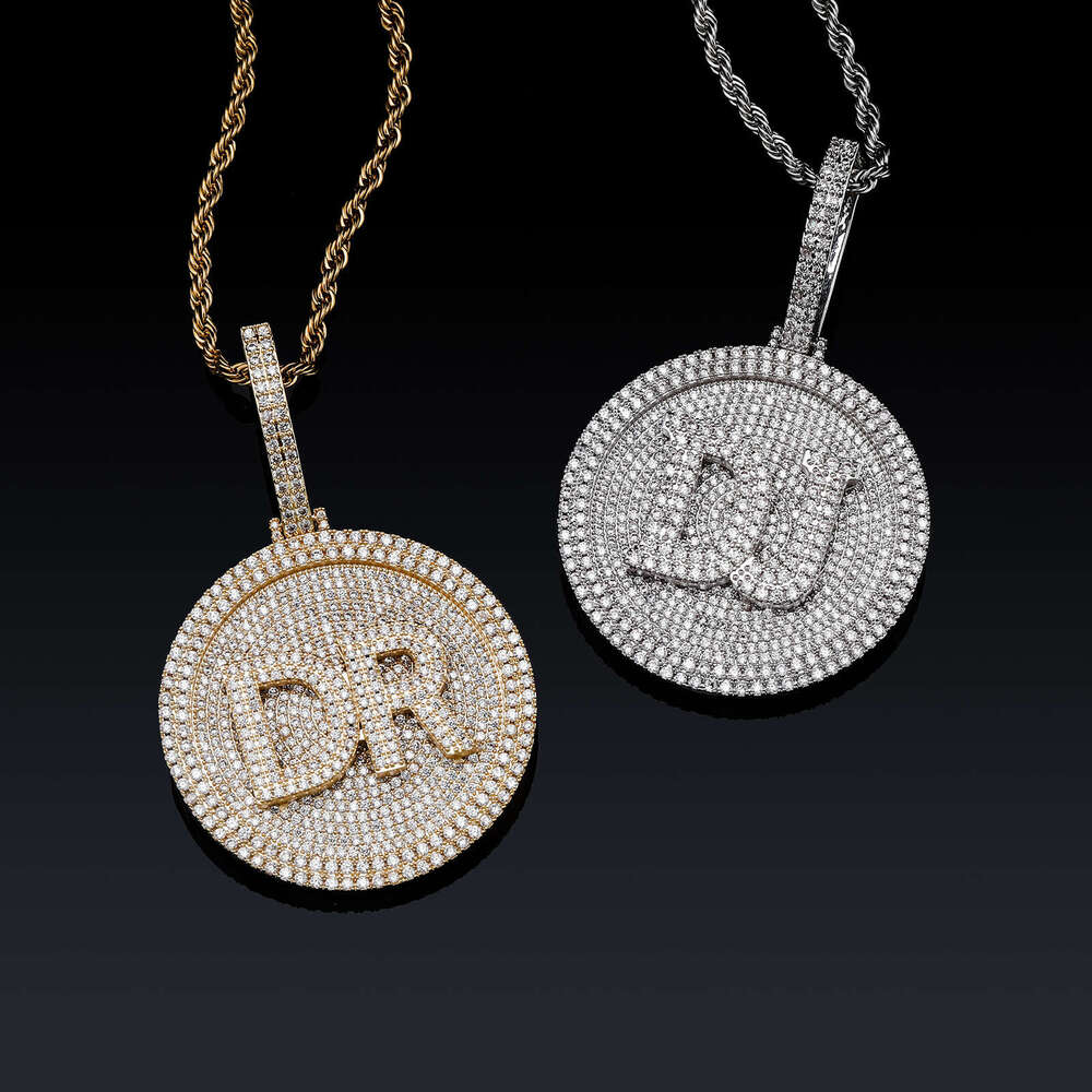 Jin Ao New Full Dia Round Hip-Hop Pendant Necklace Letter DIY