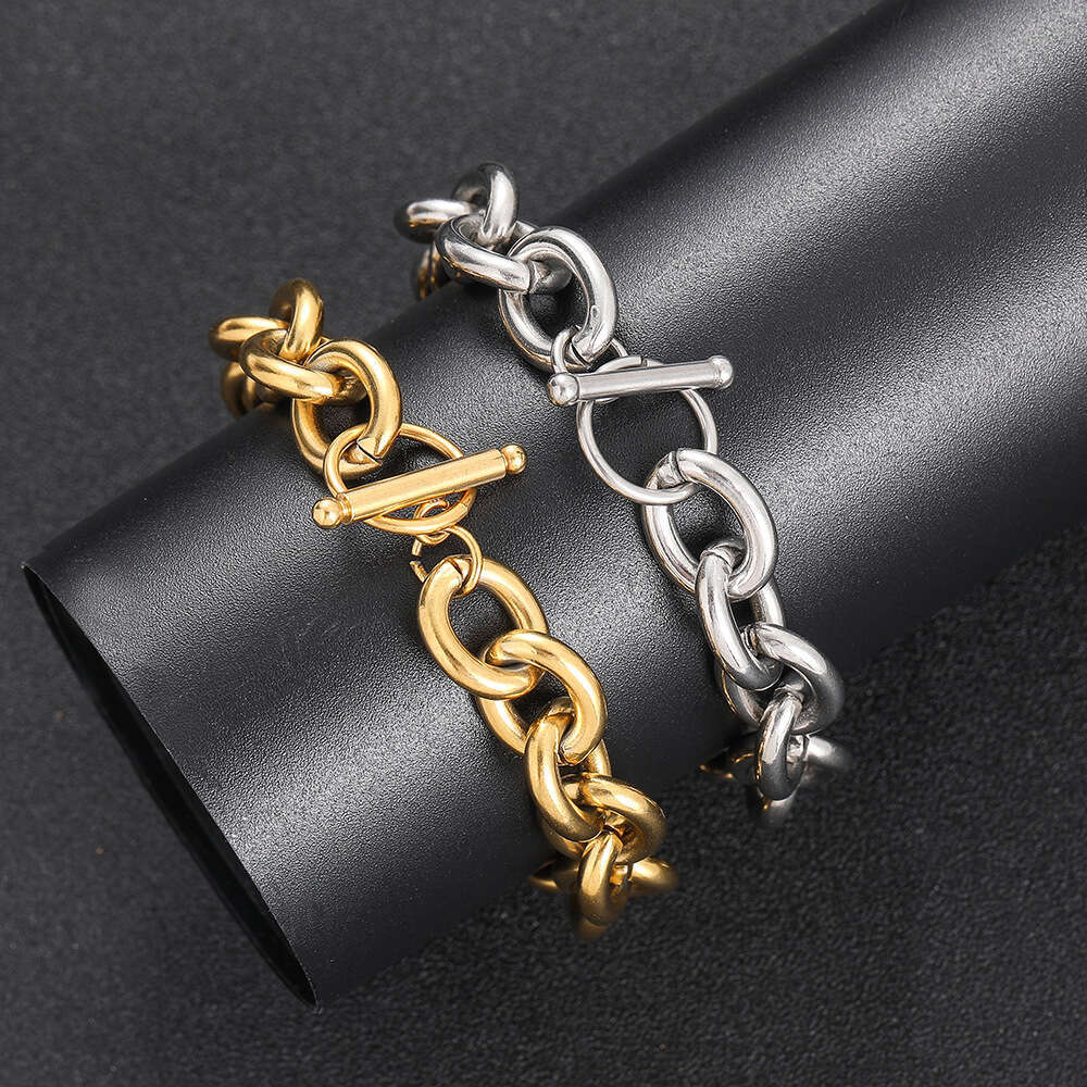 12mm Stainless Cross O Chain Trendy Hip-Hop Men's Titanium Steel Bracelet 4e9a