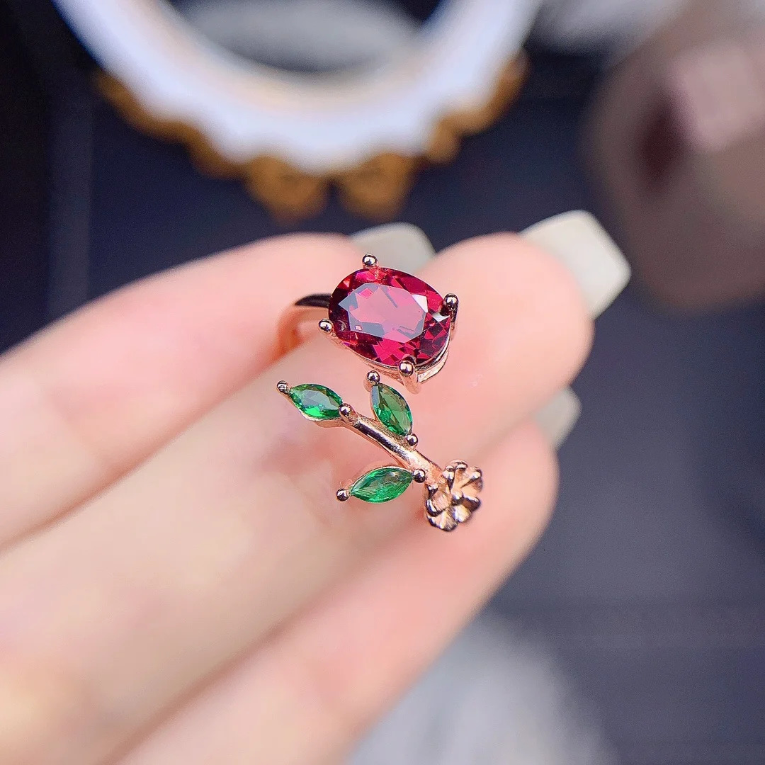 FS Inlay 6*8mm Natural Garnet Ring for Women S925 Sterling Silver Fine Fashion Charm Weddings Jewelry MeiBaPJ With Certificate 250617