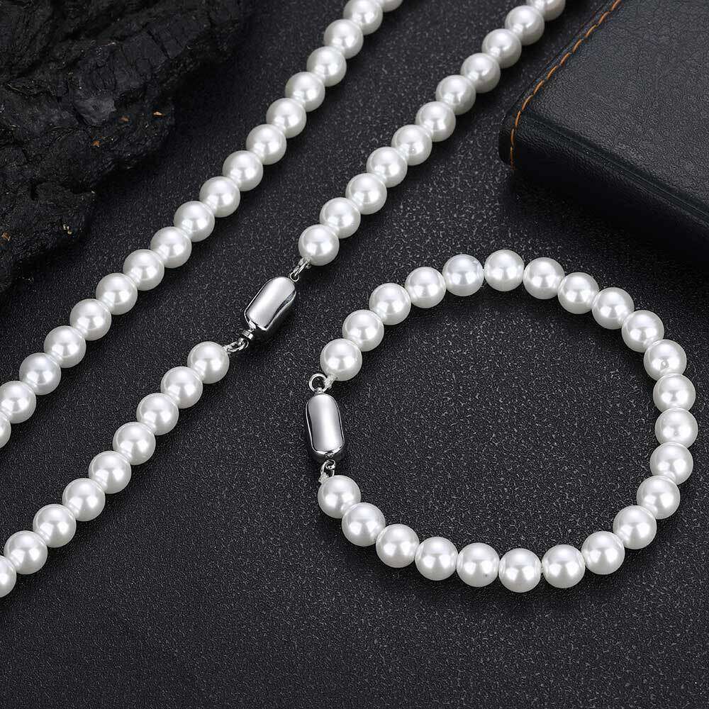Hip Hop Bracelet 8mm Pearl Necklace for Women Light Niche Design Choker High-end Clavicle Chain 5b32