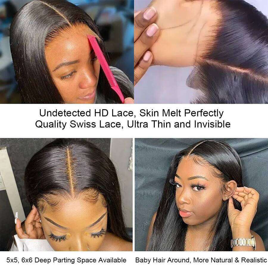 32 inch 5x5/6x6/13x4/13x6 HD Lace Frontal With Bundles Kinky Straight Yaki Human Melt Skins Hair Weave Extension