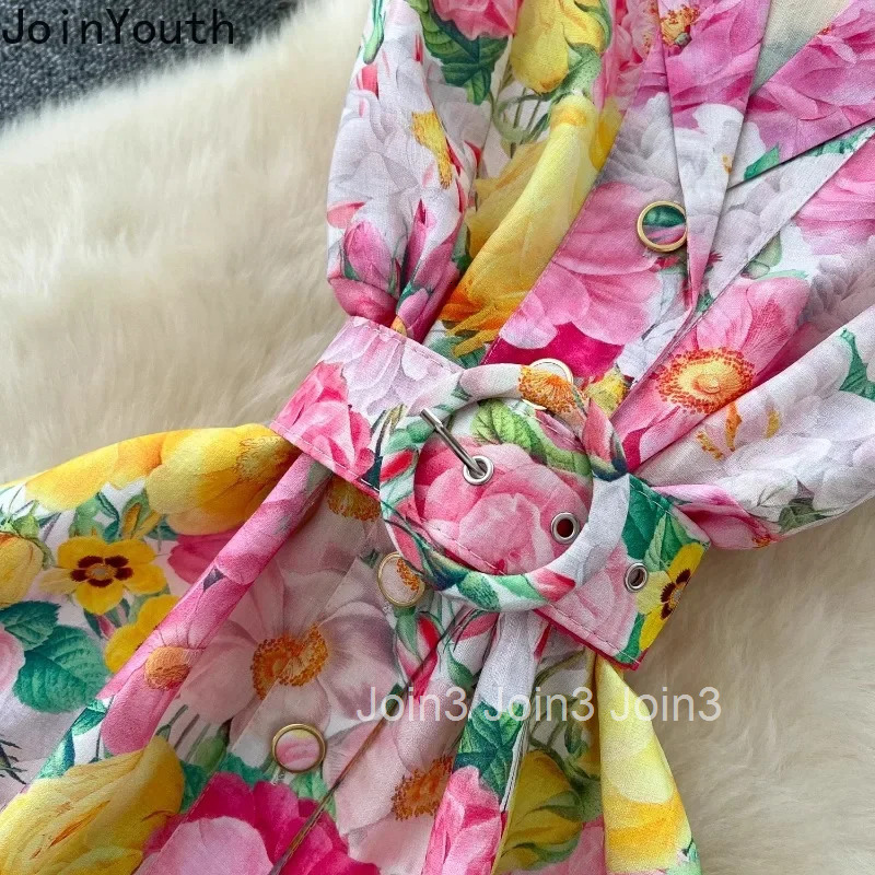 2025 Vestidos De Mujer Summer Dresses Women Clothing Sleeveless Slim Waist Floral Robe Femme Single Breasted Elegant Maxi Dress