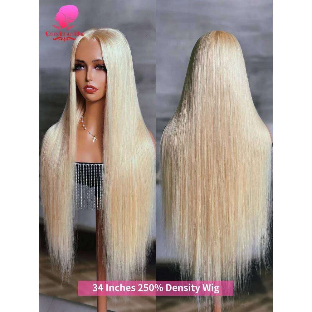 38 Inches 250 Density 360 Straight Frontal Wig 13x4 13x6 Blonde 613 Lace Front Human Hair Wigs For Women