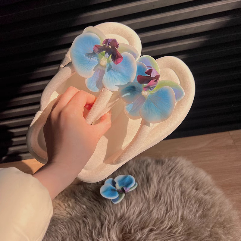 Luxury Brand Designer Shoes Sandals Trendy Ins Style Butterfly Orchid Flip-Flops For Women New Summer Non-Slip Flat Fashion Beach Sandals