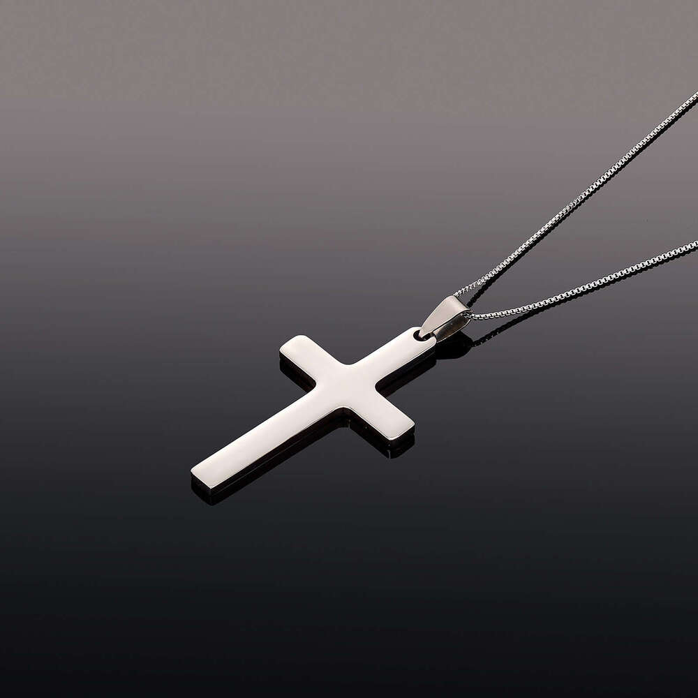 New Simple Stainless Steel Men's Cross Necklace Pendant Jewelry Plain Smooth Surface