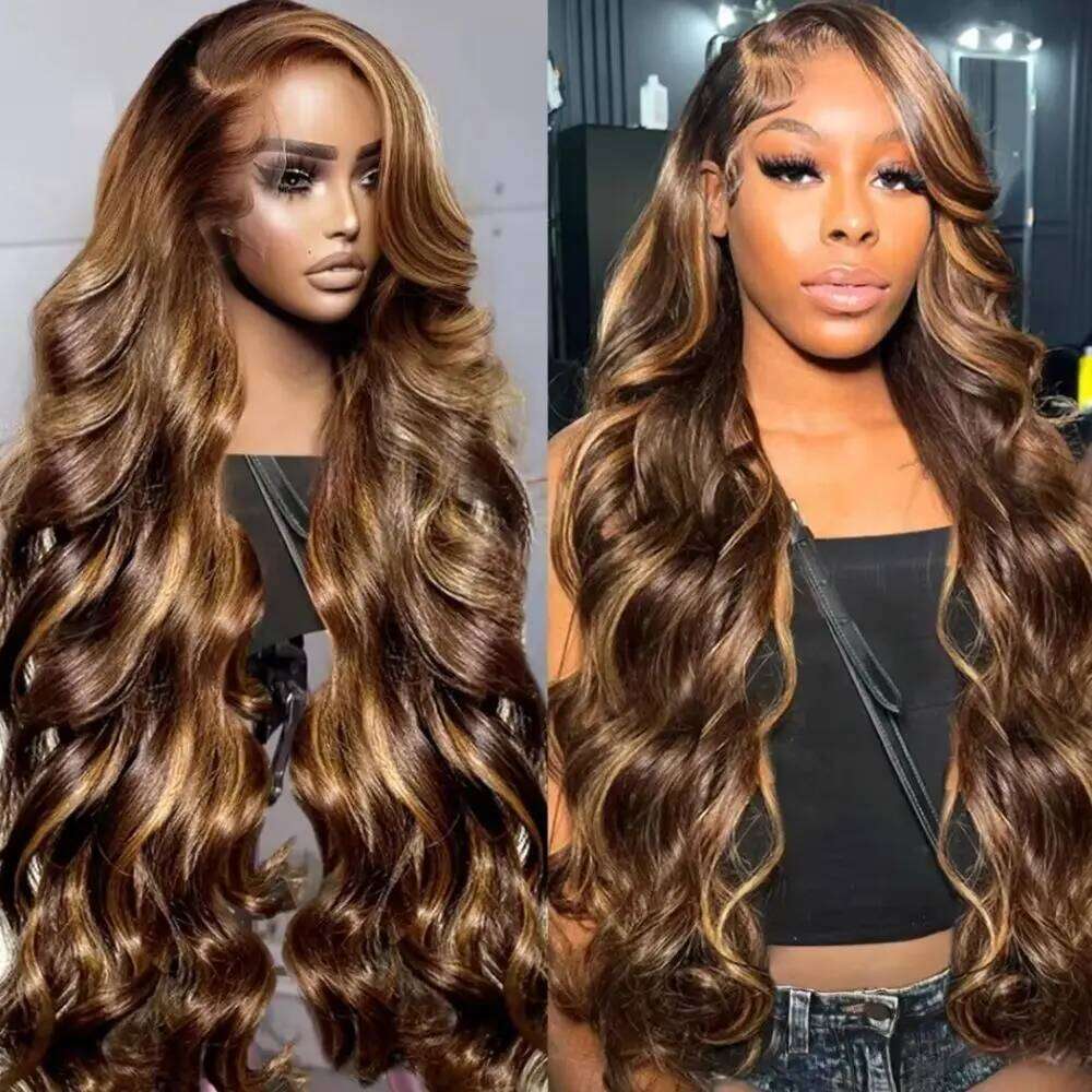 Body Wave Lace Front Wig Colored Highlight Human Hair For Women 13x6 Hd Transparent Brazilian P4/27 Blonde Pre Plucked Wigs