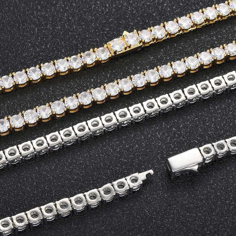 Hip Hop Jewelry Inlaid Dia Spring Clasp Tennis Chain Zircon Trendy Brand Personality Men's Necklace 91e0
