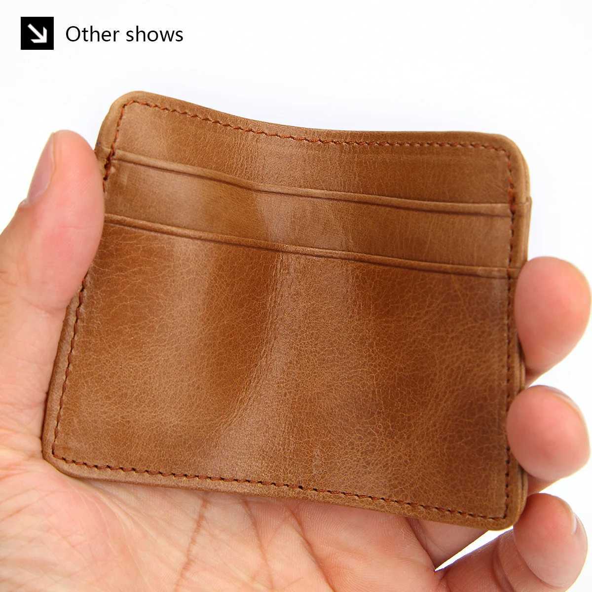 GENODERN Women Men Genuine Leather Card Holder Cowhide Slim Card Wallet Small Thin Card Package Z250621