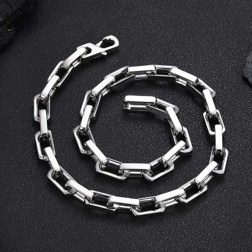 Personalized Jewelry Titanium Hip Hop 9mm Square Buckle Bamboo Chain Stainless Steel Men's Necklace 6cf3