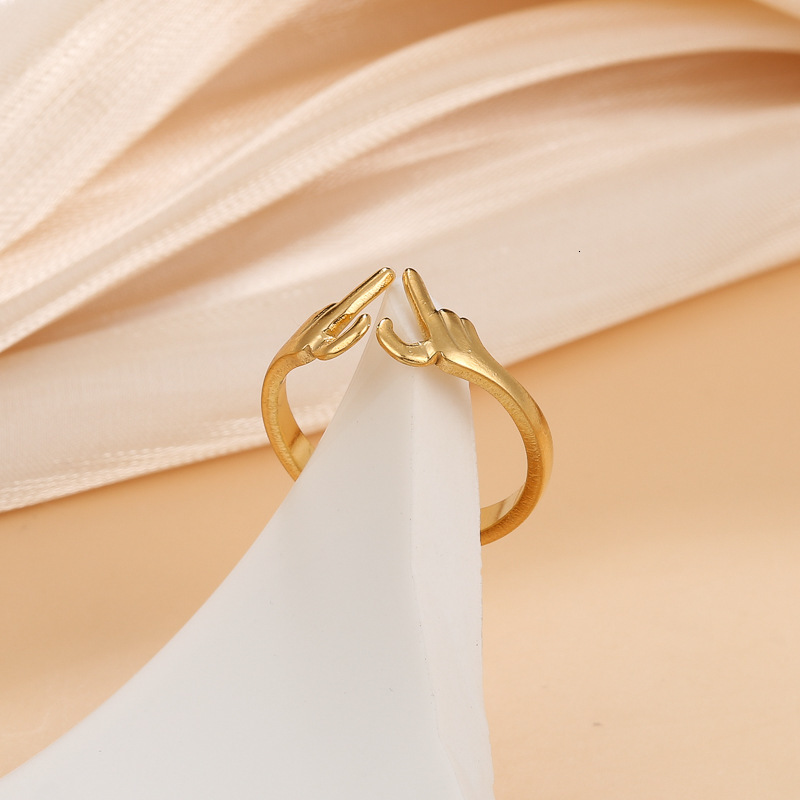 Korean And Japanese Style Couple Heart-Shaped Rings Simple Fashion Fresh Design Open Index Finger Ring